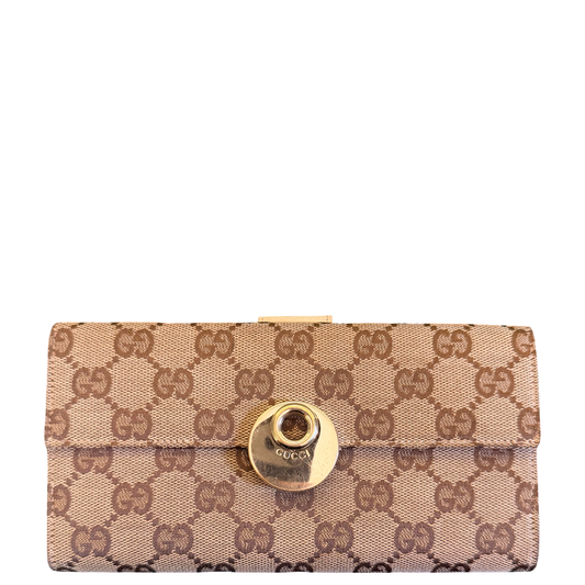GUCCI CREAM MONOGRAM LONG WALLET