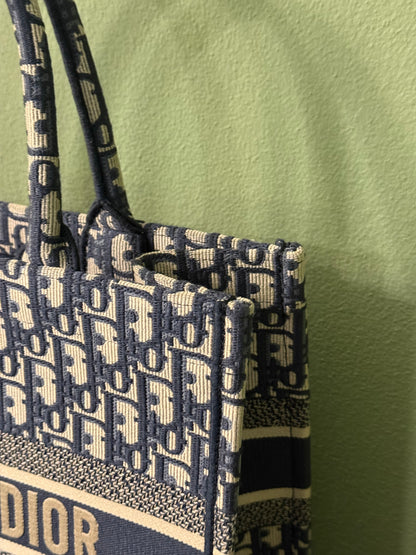 DIOR NAVY OBLIQUE MONOGRAM MEDIUM BOOK TOTE HANDBAG