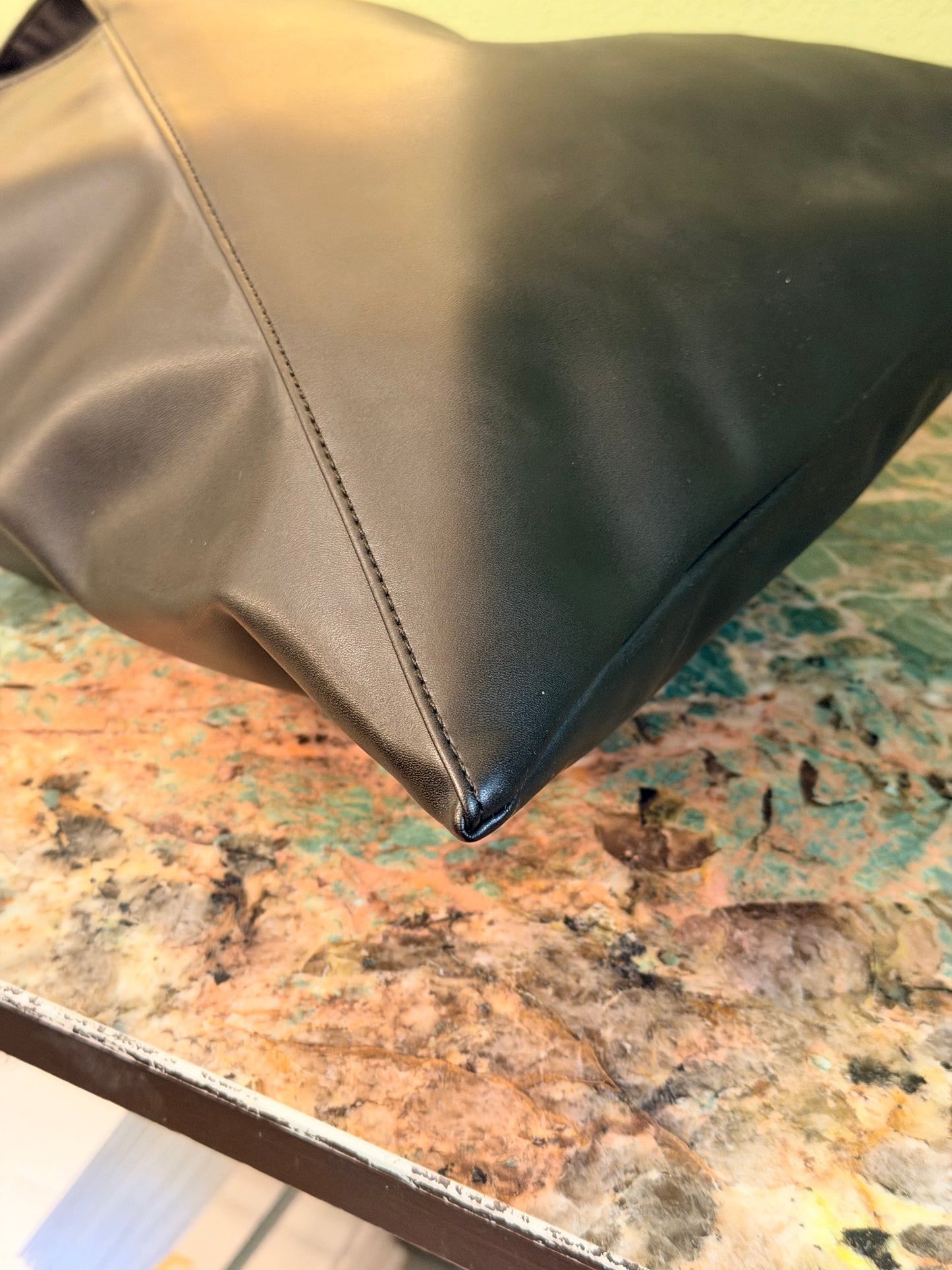 MAISON MARGIELA MM6 BLACK LEATHER SMALL JAPANESE TOTE BAG