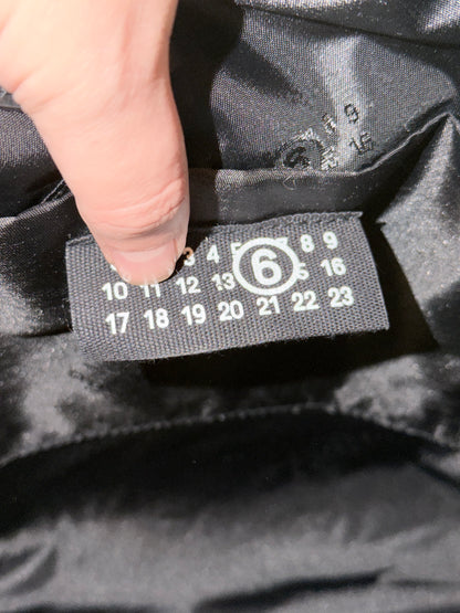 MAISON MARGIELA MM6 BLACK LEATHER SMALL JAPANESE TOTE BAG