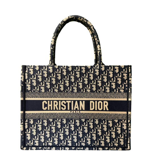 DIOR NAVY OBLIQUE MONOGRAM MEDIUM BOOK TOTE HANDBAG