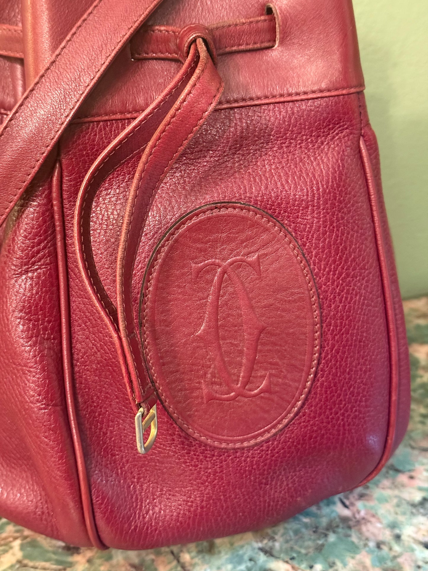 CARTIER BURGUNDY LARGE BUCKET BAG
