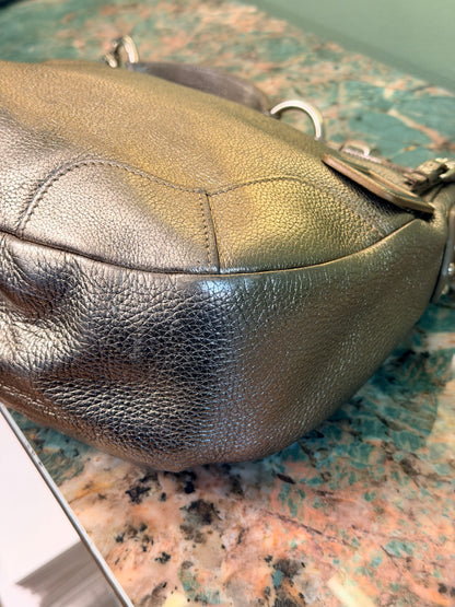 PRADA SILVER METALLIC MADIUM HOBO BAG