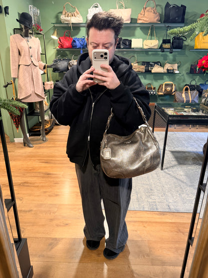PRADA SILVER METALLIC MADIUM HOBO BAG