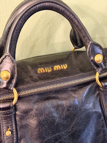 MIU MIU BLACK BOW BOSTON BAG