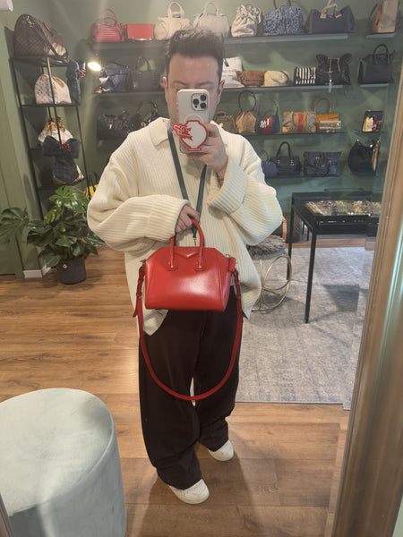 GIVENCHY RED MINI ANTIGONA CROSSBODY BAG