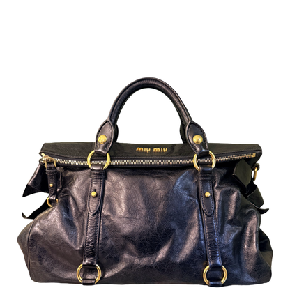 MIU MIU BLACK BOW BOSTON BAG