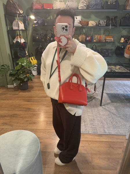 GIVENCHY RED MINI ANTIGONA CROSSBODY BAG