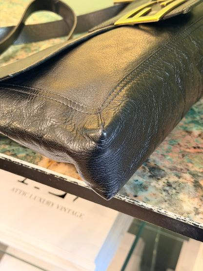 FENDI BLACK MAXI BAGUETTE CROSSBODY BAG