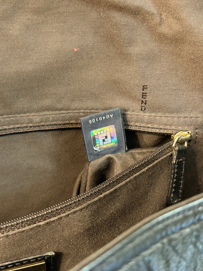 FENDI BLACK MAXI BAGUETTE CROSSBODY BAG