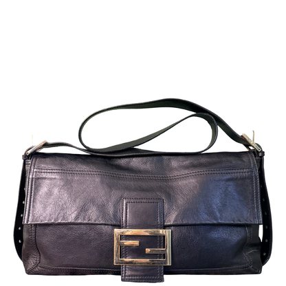 FENDI BLACK MAXI BAGUETTE CROSSBODY BAG