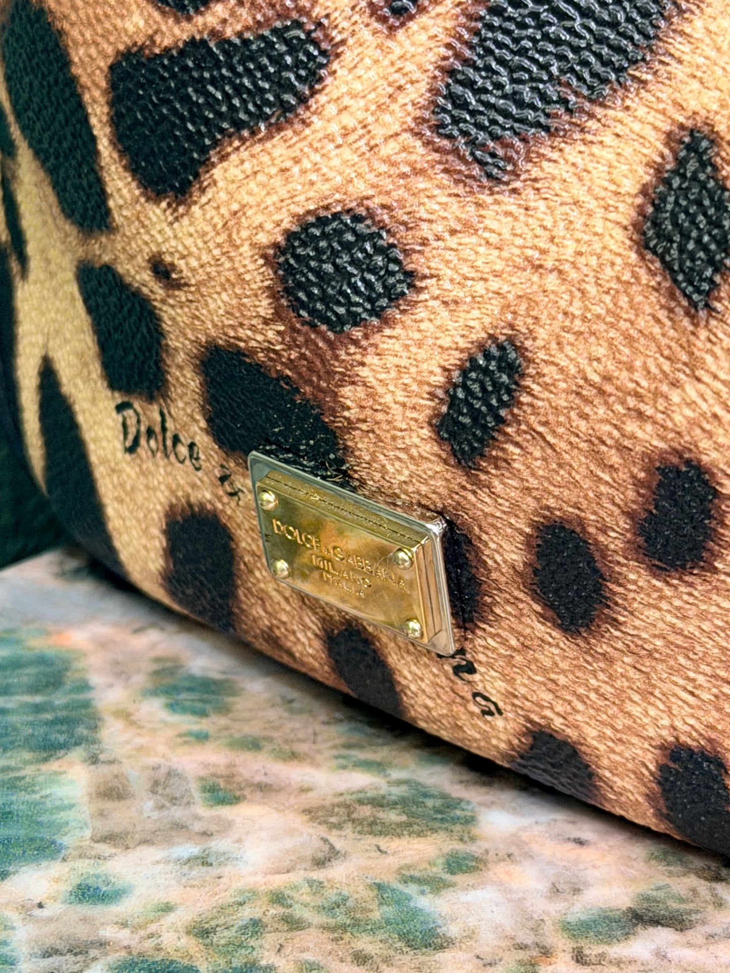 DOLCE & GABBANA LARGE LEOPARD DOUBLE ZIP SICILY HANDBAG