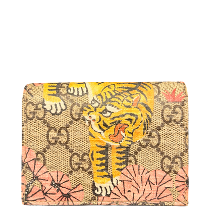 GUCCI GG SUPREME TIGER COMPACT WALLET