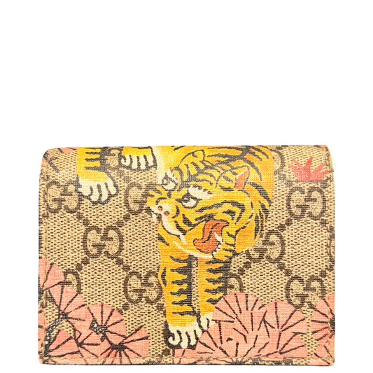 GUCCI GG SUPREME TIGER COMPACT WALLET