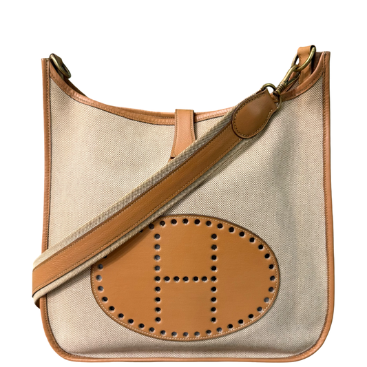 HERMÈS BEIGE TOILE EVELYNE CROSSBODY BAG