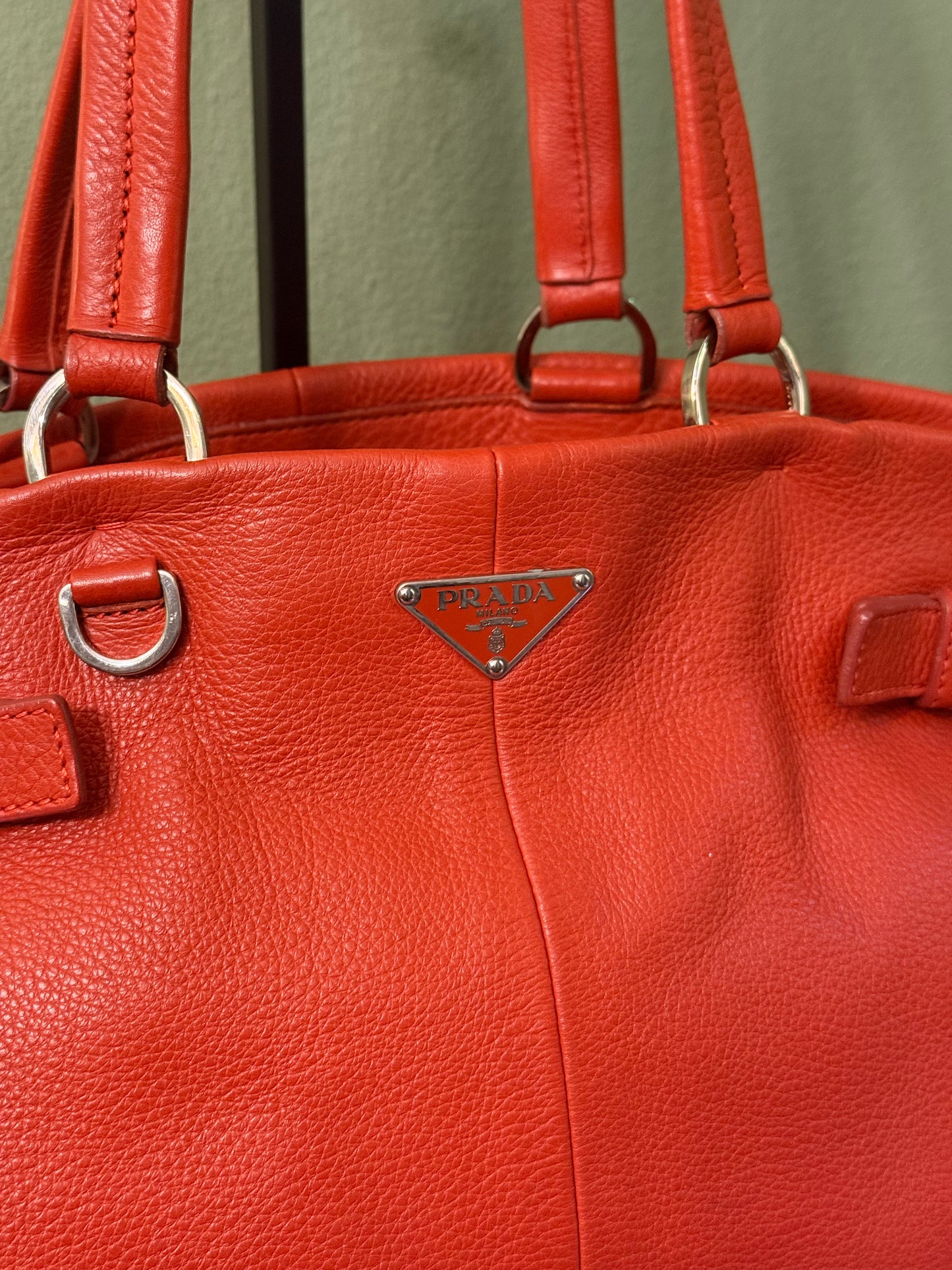 PRADA ORANGE SHOPPING TOTE