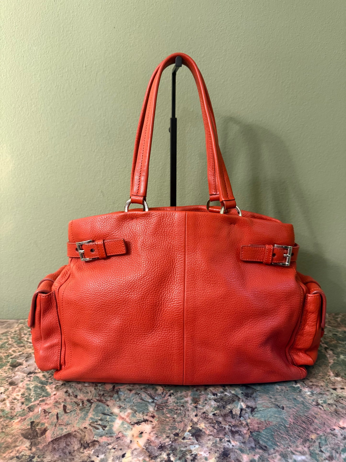 PRADA ORANGE SHOPPING TOTE