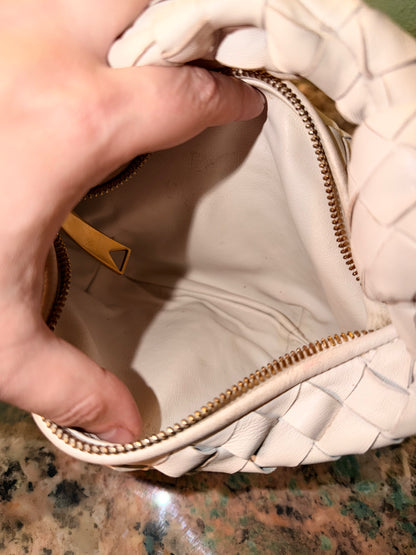 BOTTEGA VENETA WHITE MINI JODIE HANDBAG