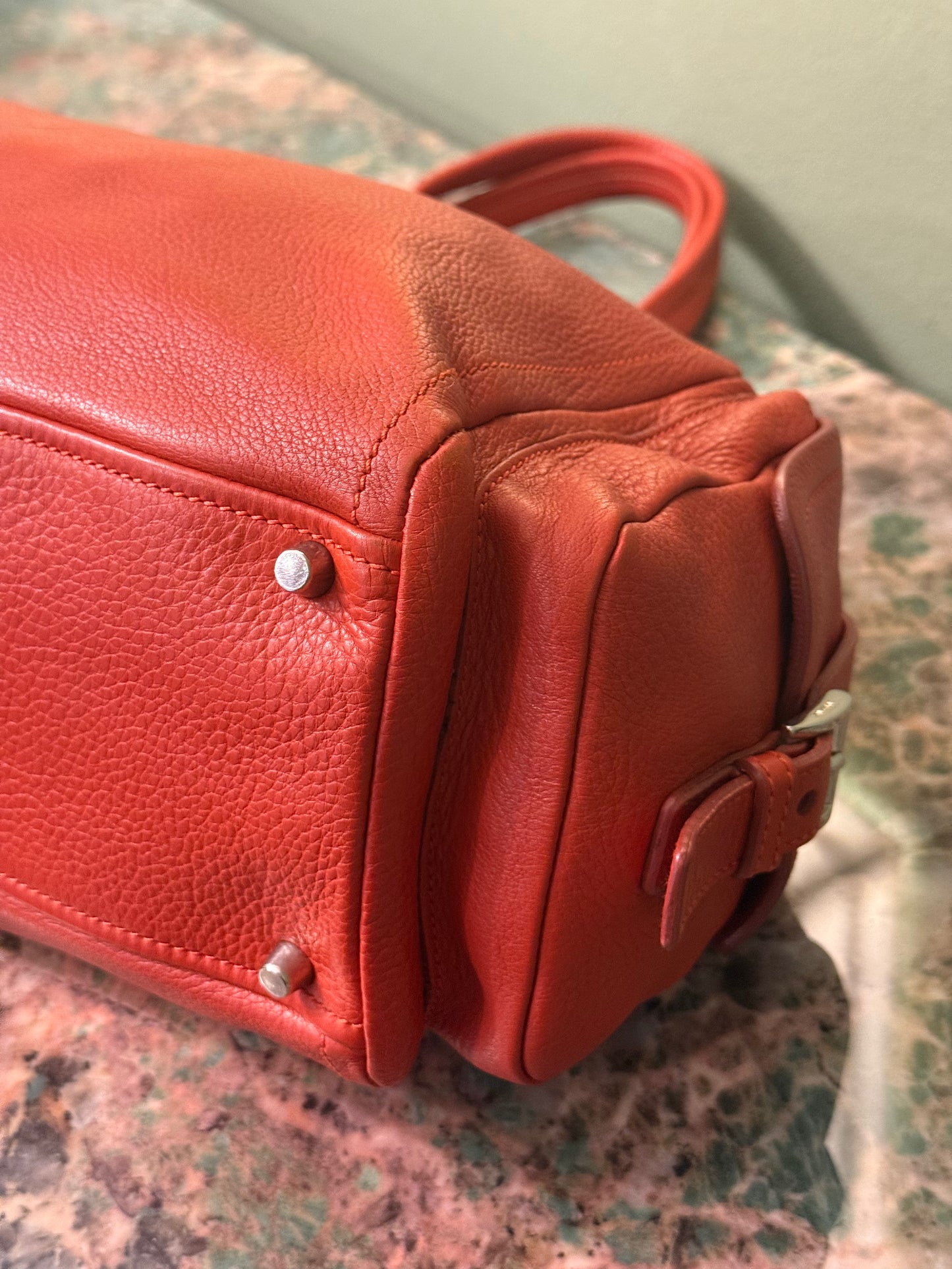 PRADA ORANGE SHOPPING TOTE