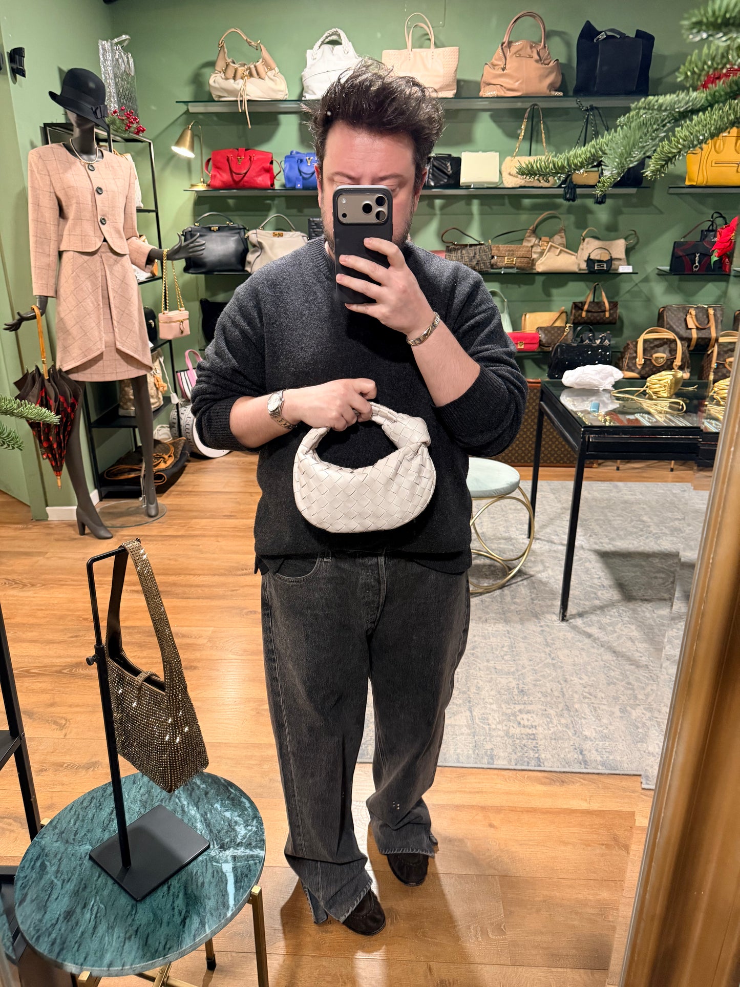 BOTTEGA VENETA WHITE MINI JODIE HANDBAG