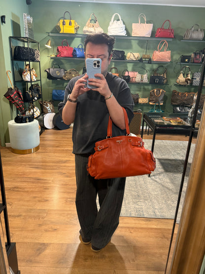 PRADA ORANGE SHOPPING TOTE