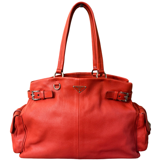 PRADA ORANGE SHOPPING TOTE