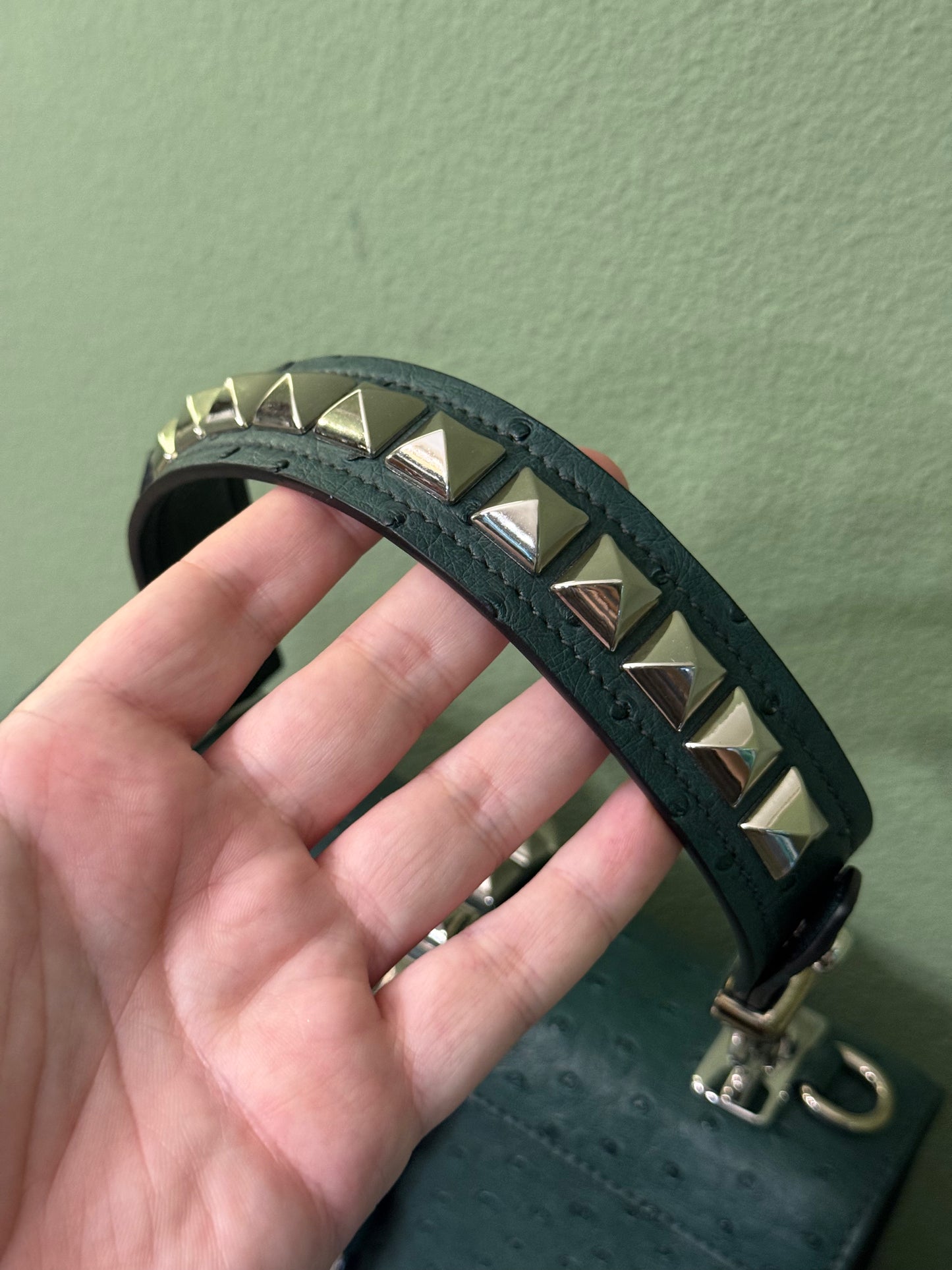 PRADA GREEN OSTRICH ELEKTRA TOP HANDLE BAG