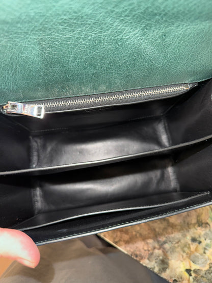 PRADA GREEN OSTRICH ELEKTRA TOP HANDLE BAG