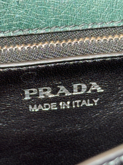 PRADA GREEN OSTRICH ELEKTRA TOP HANDLE BAG