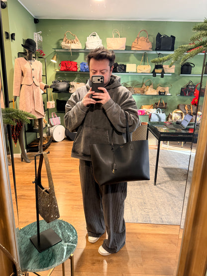 SAINT LAURENT BLACK SHOPPING TOTE