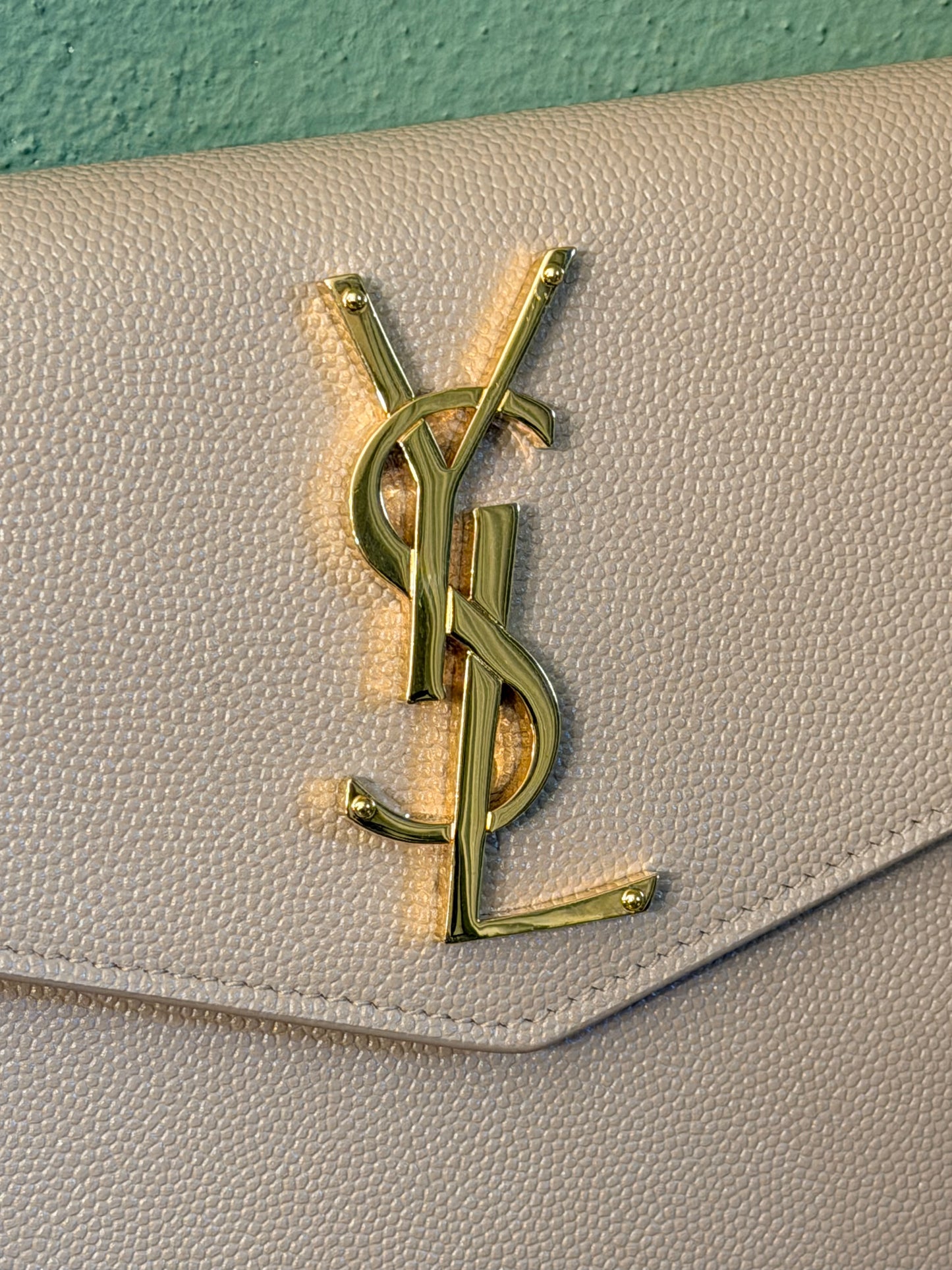 SAINT LAURENT DARK BEIGE UPTOWN POCHETTE