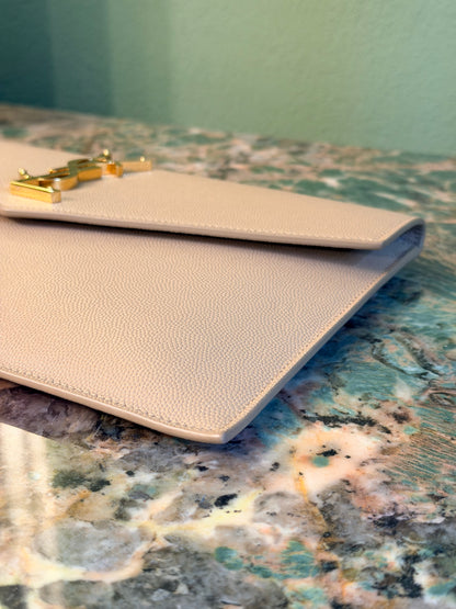 SAINT LAURENT DARK BEIGE UPTOWN POCHETTE