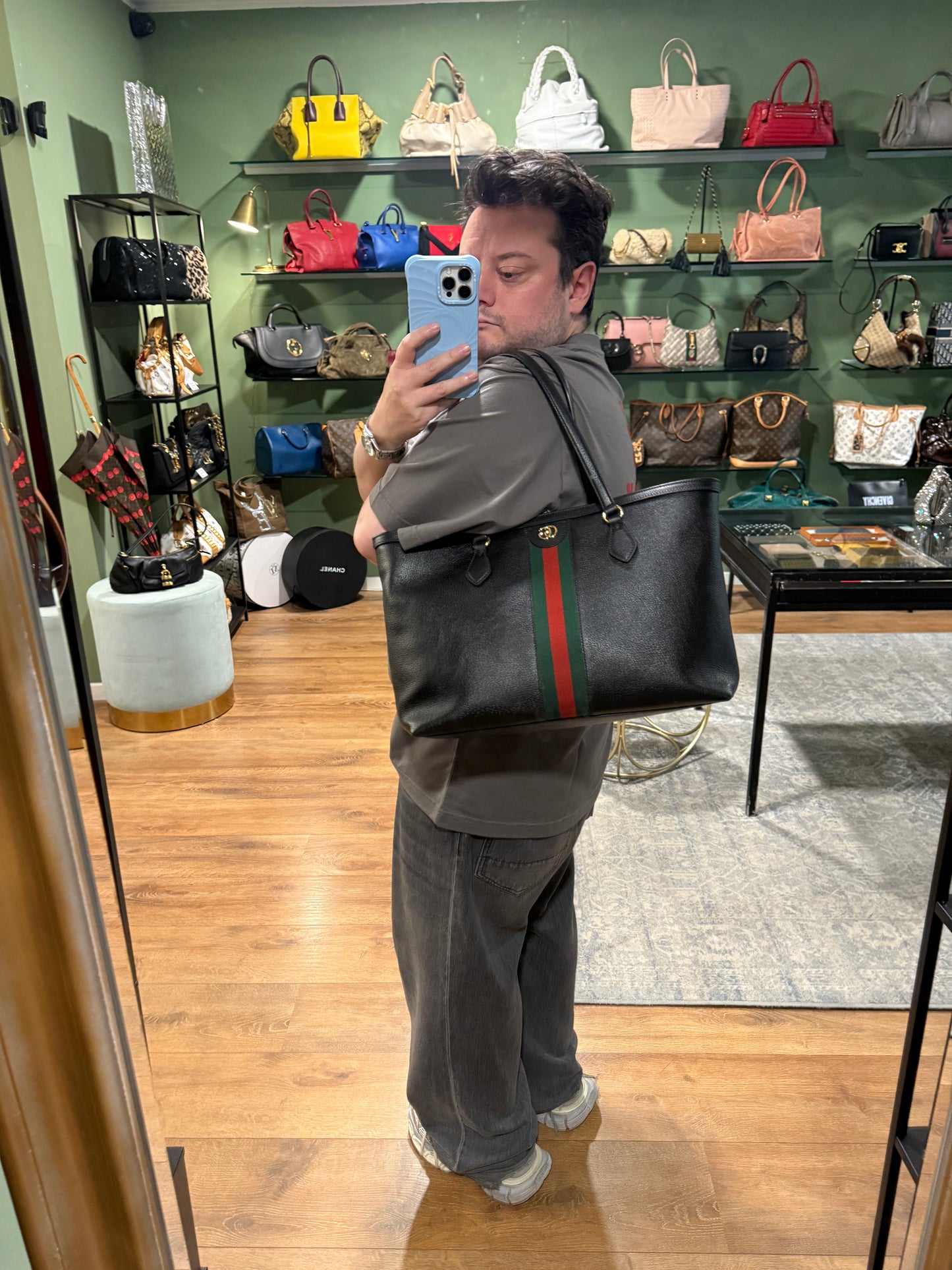 GUCCI BLACK OPHIDIA SHOPPING TOTE