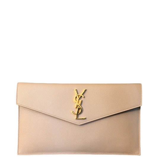 SAINT LAURENT DARK BEIGE UPTOWN POCHETTE