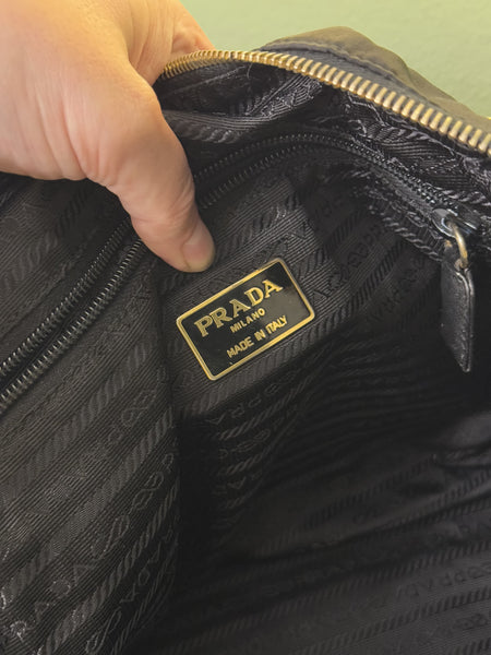 PRADA BLACK NYLON CHAIN SHOPPING TOTE