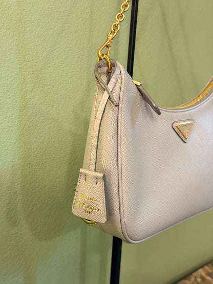 PRADA GRAY SAFFIANO RE-EDITION 2005 CROSSBODY BAG