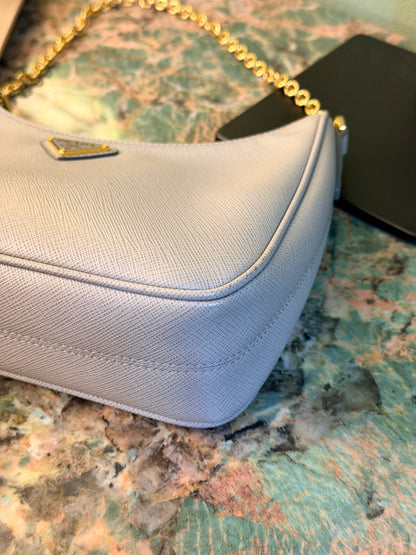PRADA GRAY SAFFIANO RE-EDITION 2005 CROSSBODY BAG