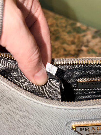 PRADA GRAY SAFFIANO RE-EDITION 2005 CROSSBODY BAG