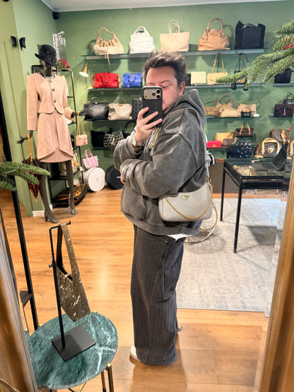 PRADA GRAY SAFFIANO RE-EDITION 2005 CROSSBODY BAG