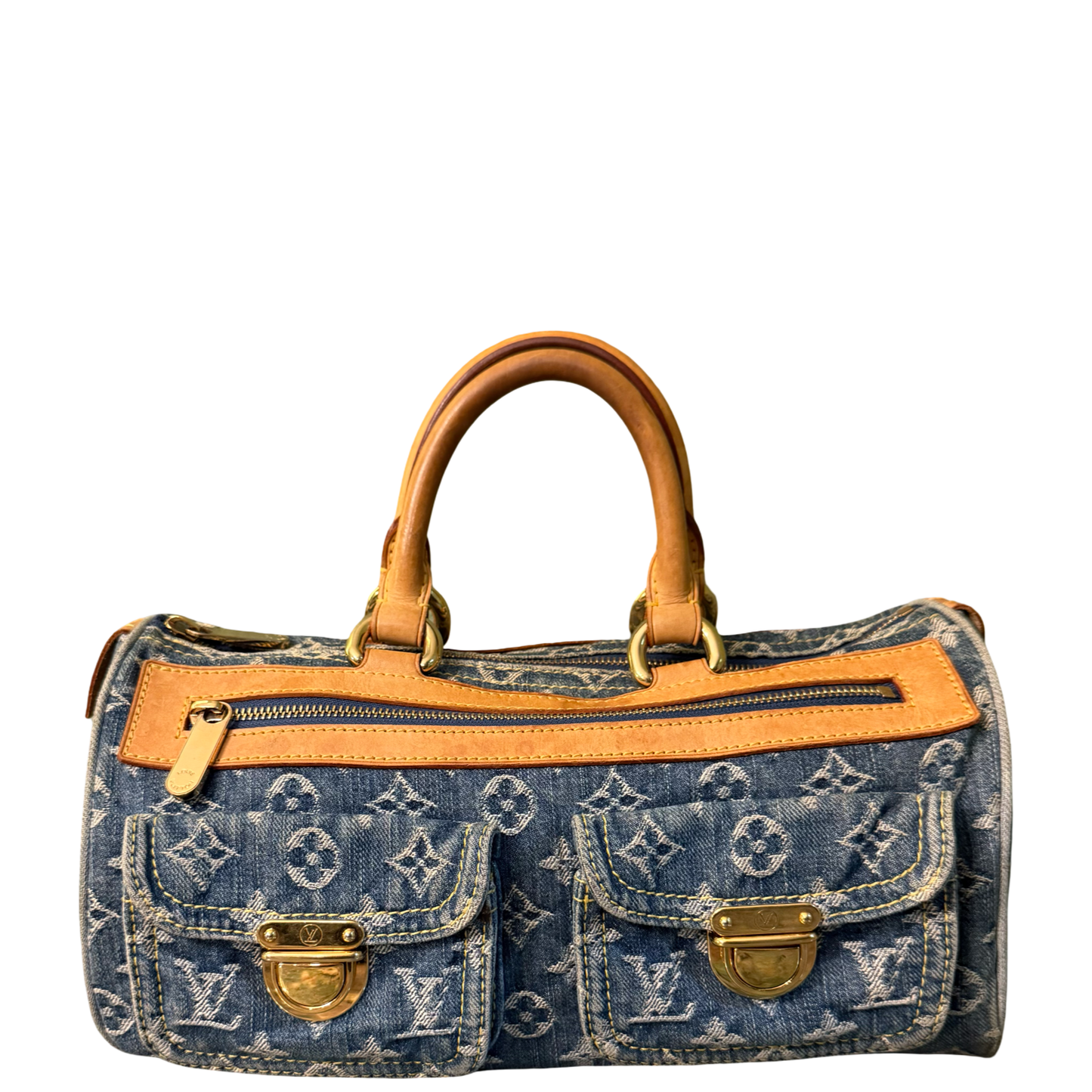 LOUIS VUITTON BLUE DENIM NEO SPEEDY BOSTON BAG