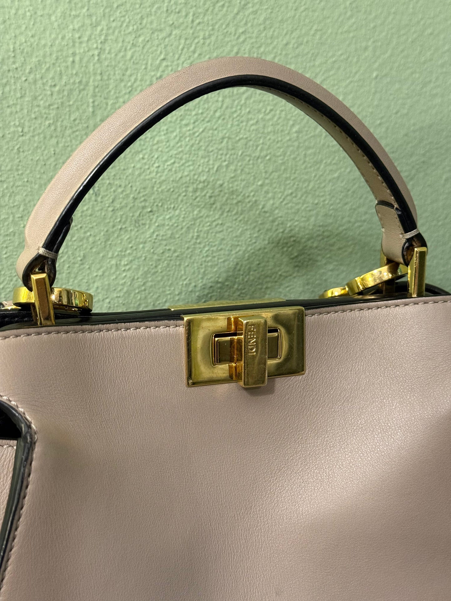 FENDI TAUPE SMALL PEEKABOO HANDBAG
