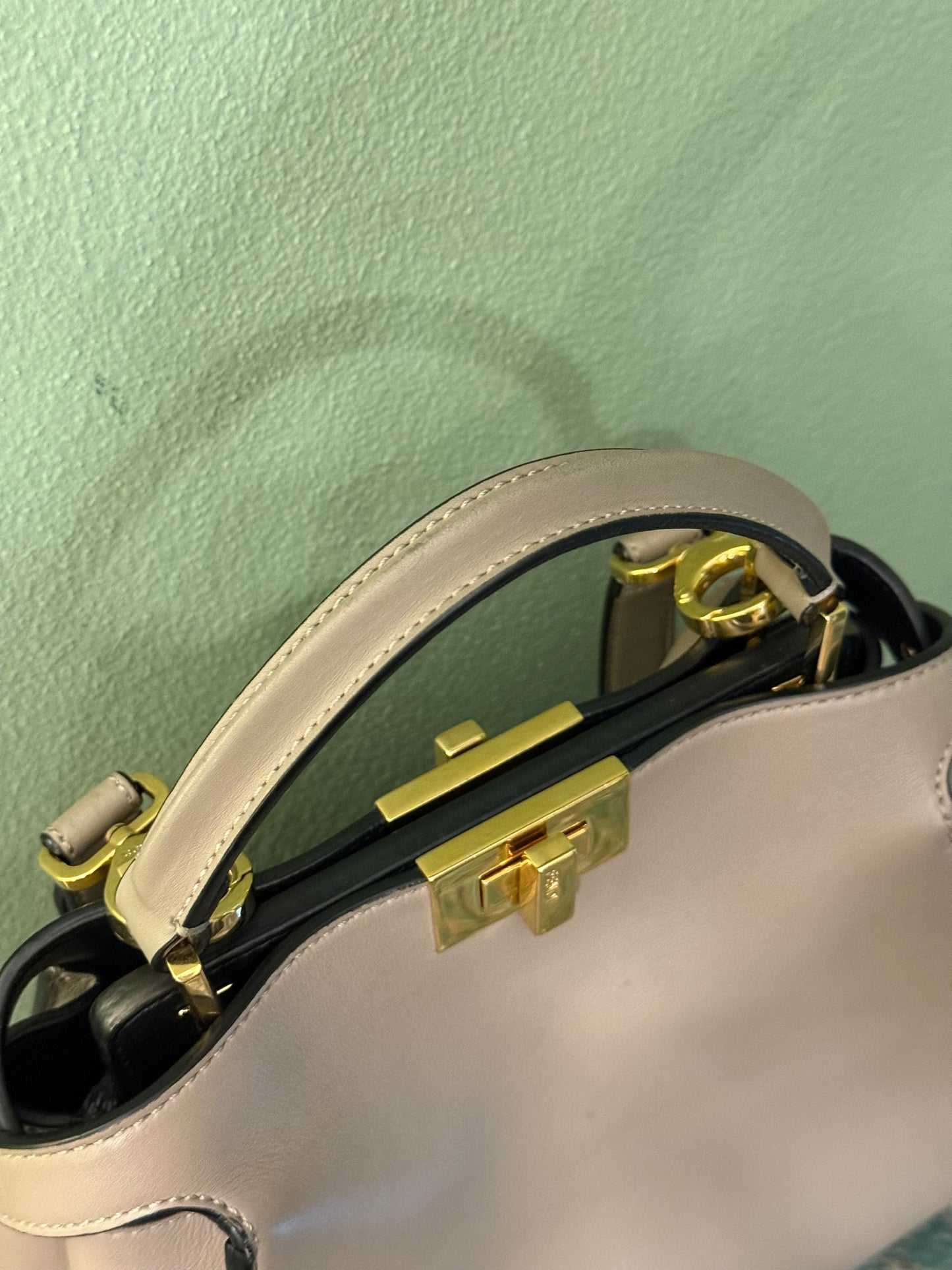 FENDI TAUPE SMALL PEEKABOO HANDBAG