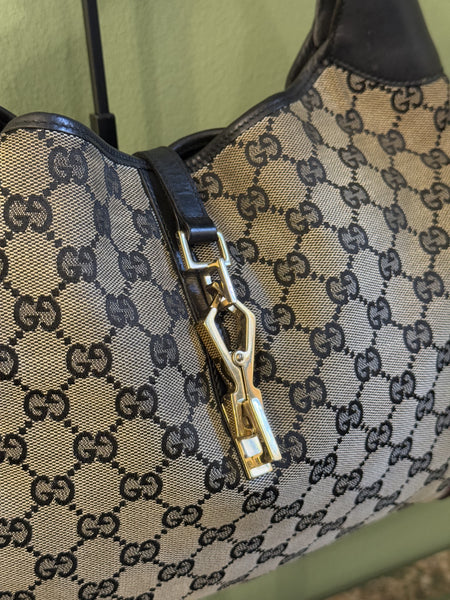 GUCCI NAVY MONOGRAM BOUVIER SHOULDER BAG