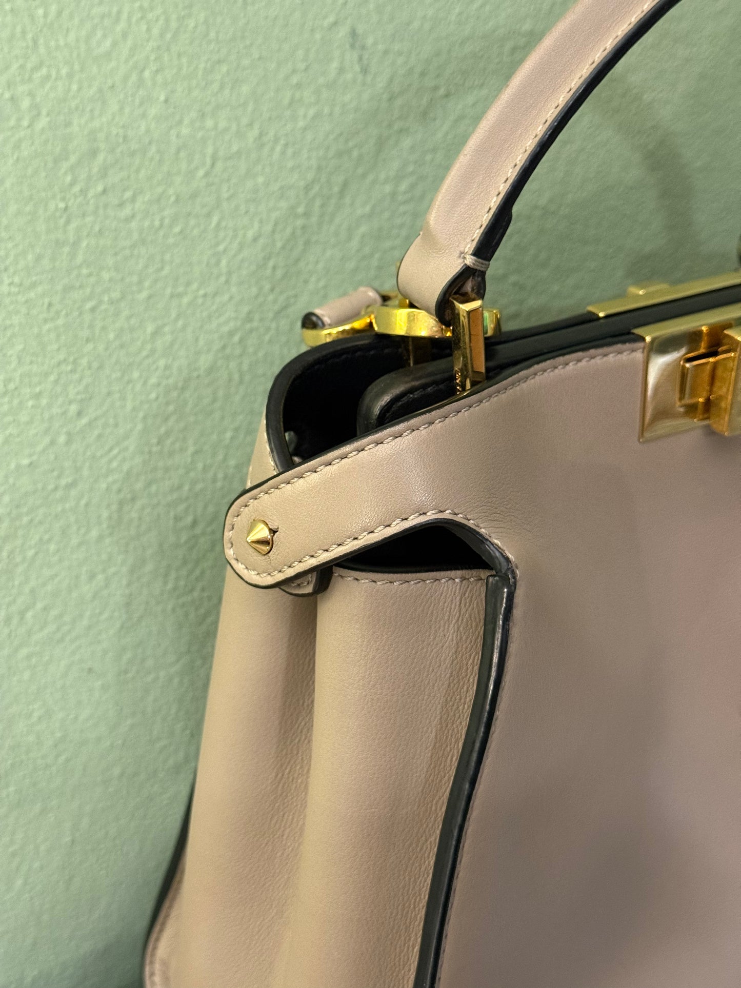 FENDI TAUPE SMALL PEEKABOO HANDBAG