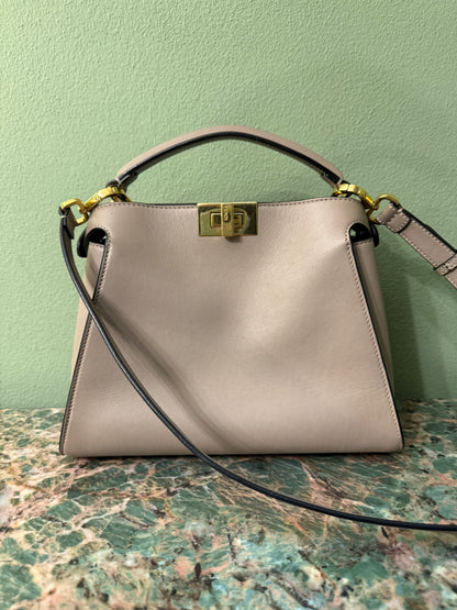 FENDI TAUPE SMALL PEEKABOO HANDBAG