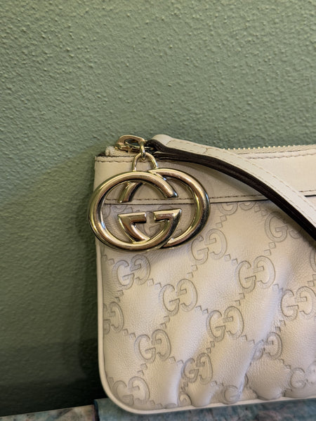 GUCCI CREAM GUCCISSIMA MINI POCHETTE