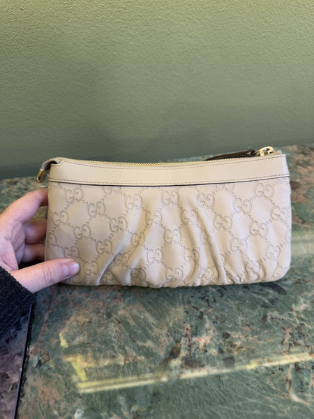 GUCCI CREAM GUCCISSIMA MINI POCHETTE