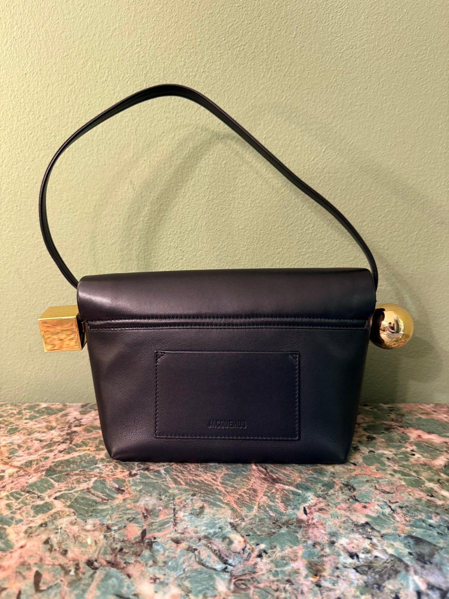 JAQUEMUS BLACK LE ROND CARRÉ SHOULDER BAG