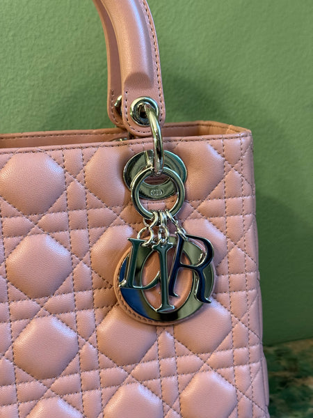 DIOR PINK CANNAGE MEDIUM LADY DIOR HANDBAG