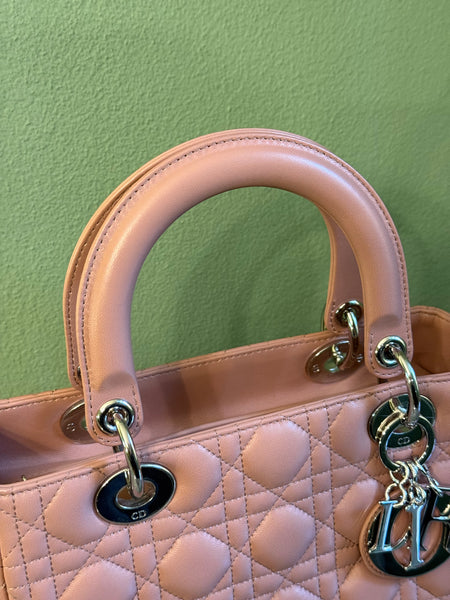 DIOR PINK CANNAGE MEDIUM LADY DIOR HANDBAG